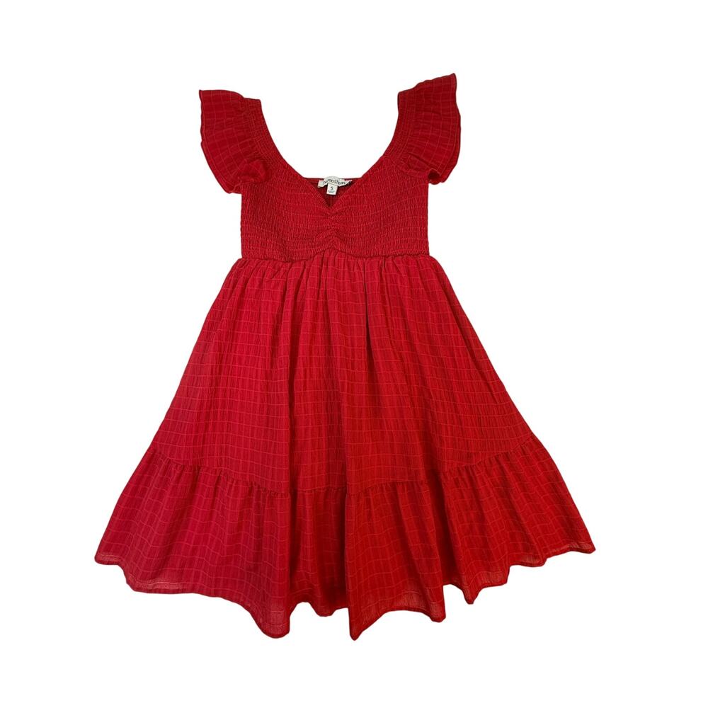 Shermedhearts Red Smocked Flutter Sleeve Mini Dress Women’s Small Cottagecore